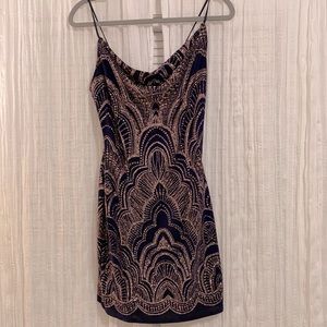 Navy and Rose Gold Glitter Mini Dress